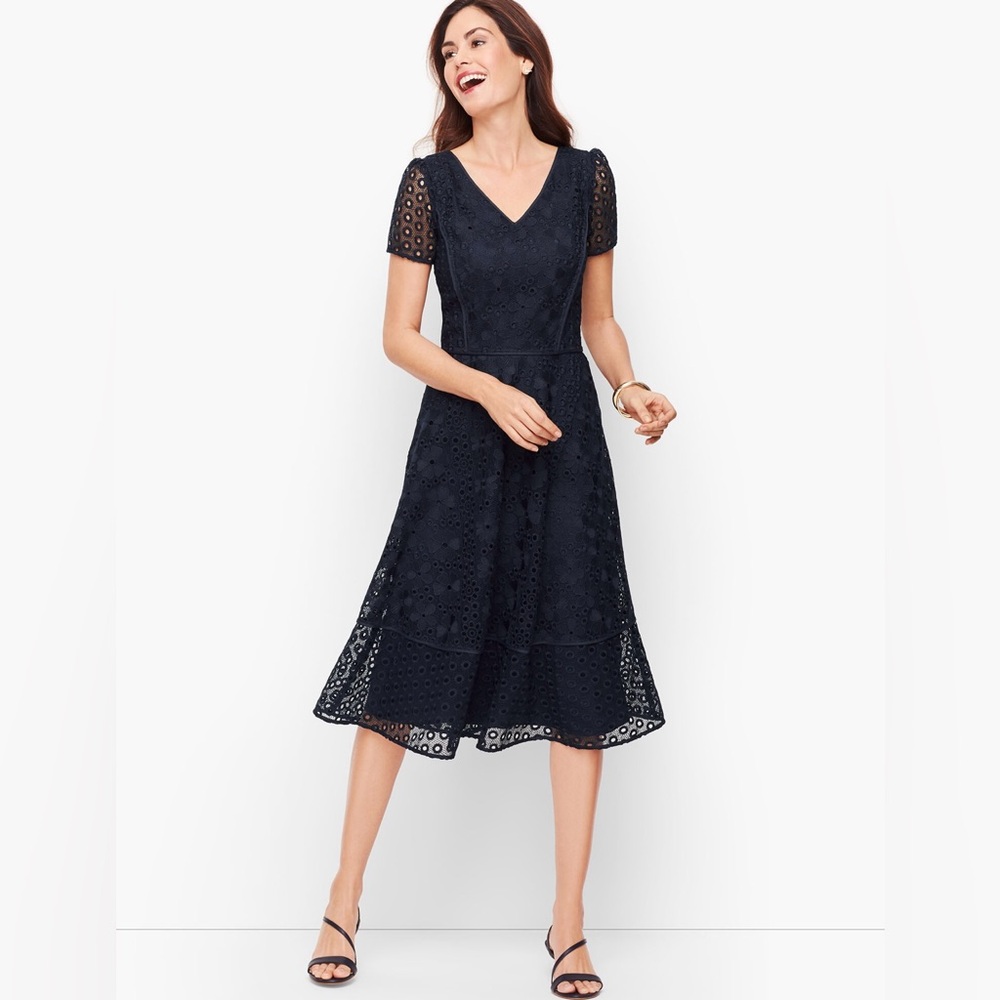 Talbots Lace and Eyelet Fit and Flare Dress